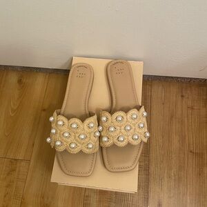 A New Day Beige Pearl Slide Sandals